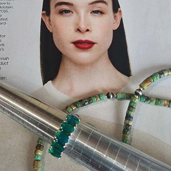 Genuine Ethiopian OPAL STERLING Silver Ring SIZE 6.5 - Picture 12 of 12